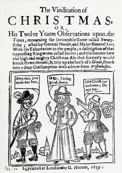 The Vindication of Christmas, 1653 (træsnit og bogtryk) af English School